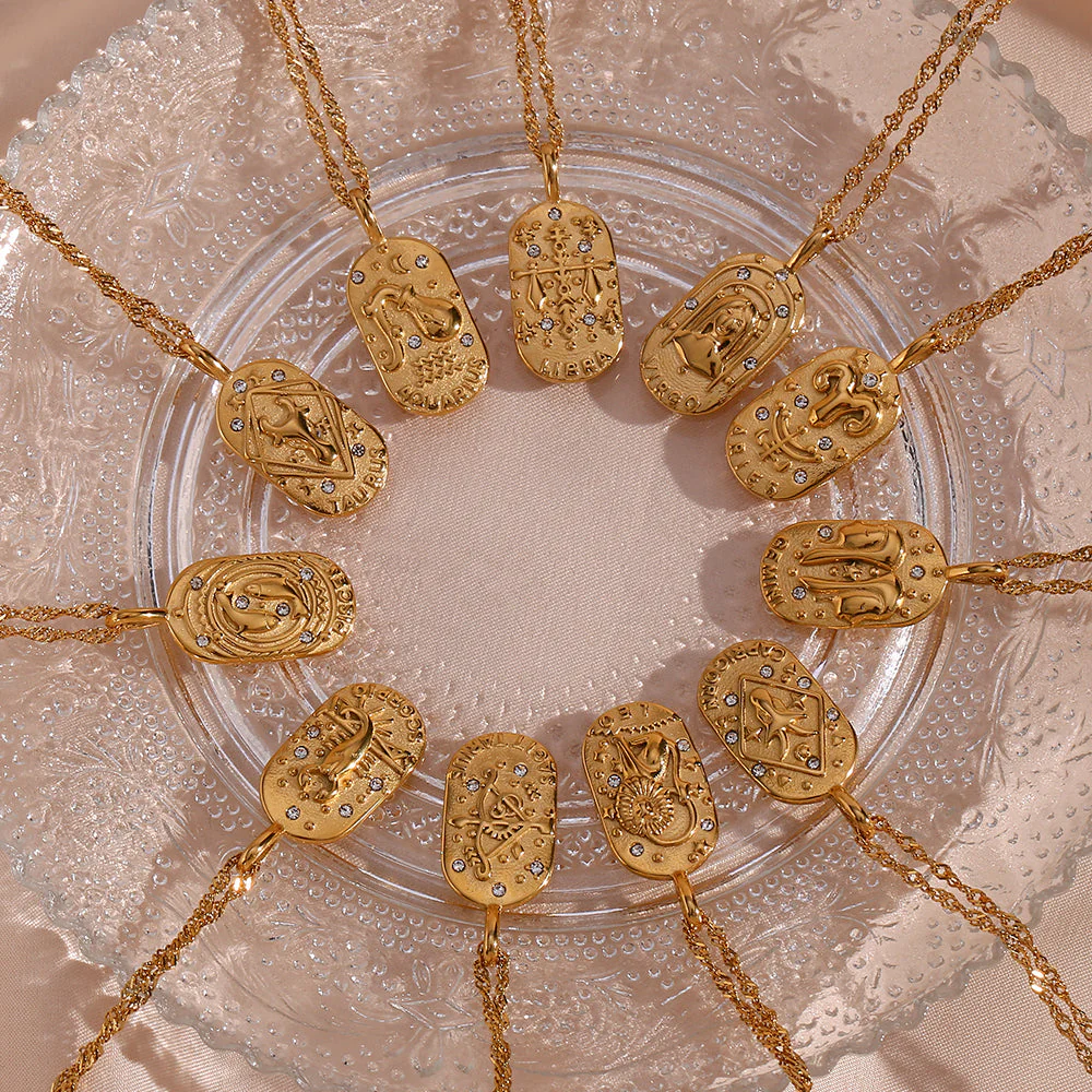 Baroque Constellation Necklace - 12 Zodiac Sign - Image 3