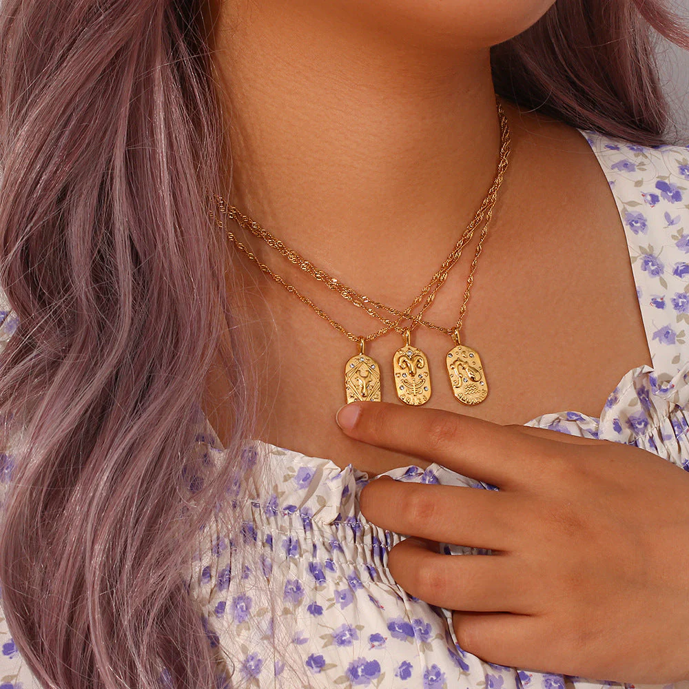 Baroque Constellation Necklace - 12 Zodiac Sign - Image 4