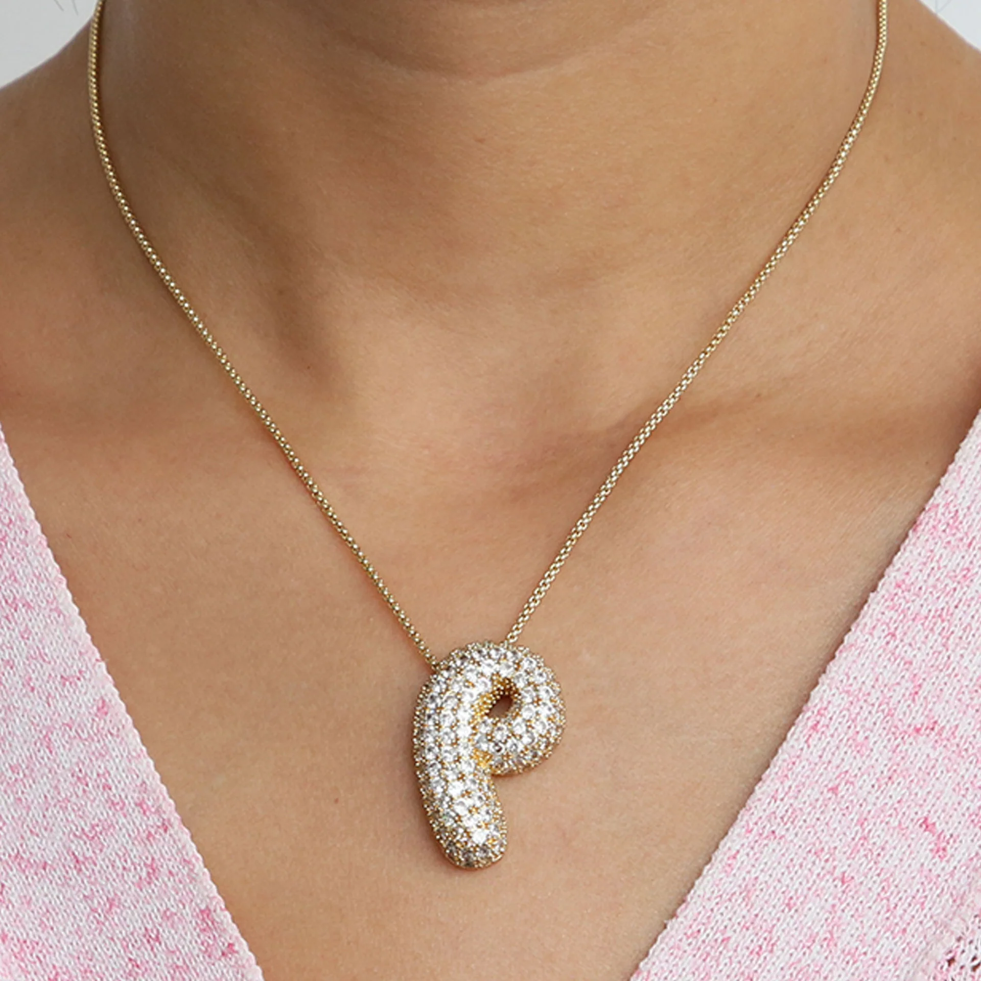 Bubble Initial Letter Necklace - Image 6