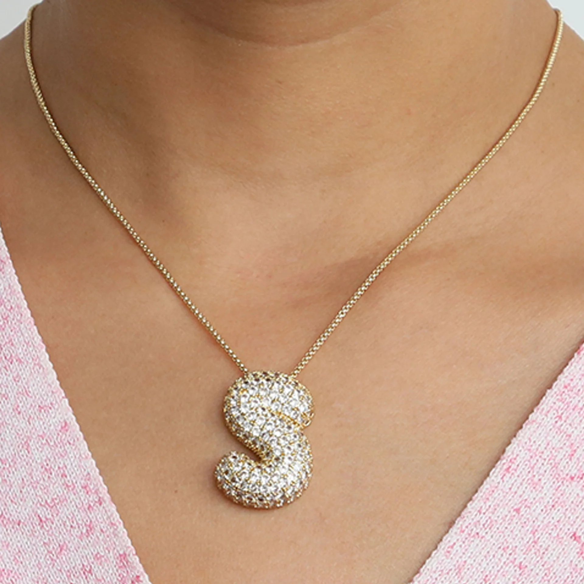 Bubble Initial Letter Necklace - Image 7