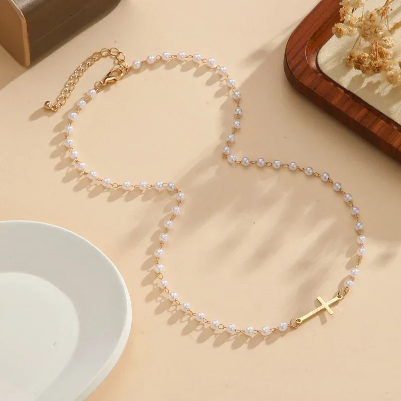 Cross & Pearl Necklace - Image 2