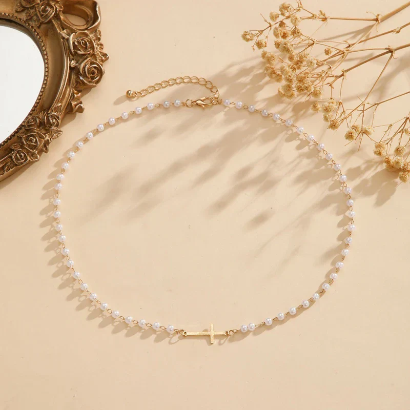 Cross & Pearl Necklace - Image 3