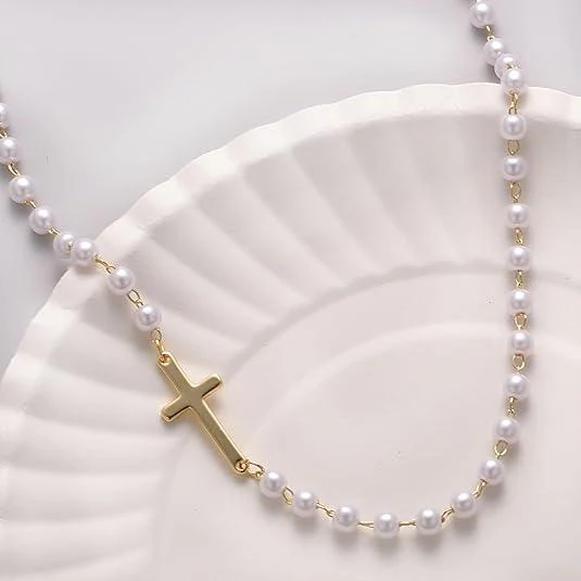 Cross & Pearl Necklace - Image 4