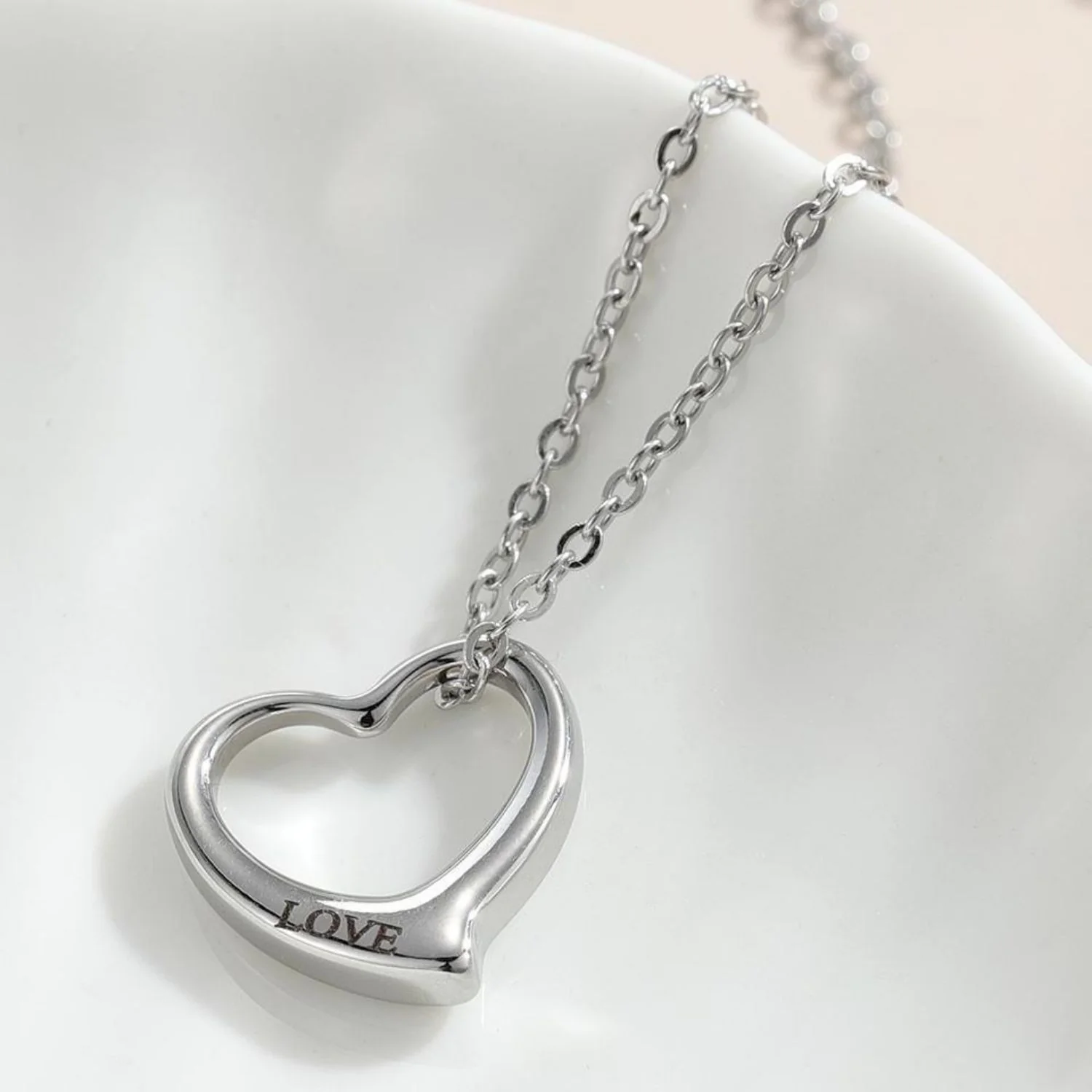 Engraved "Love" Heart Necklace With Eternal Rose Box - Image 4