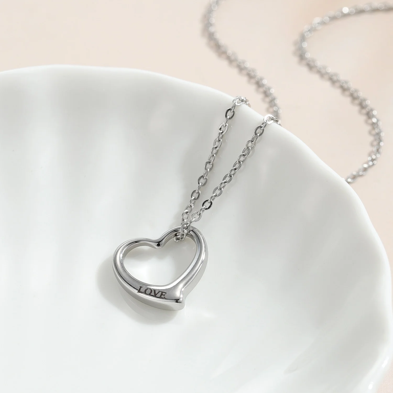 Engraved "Love" Heart Necklace With Eternal Rose Box - Image 6