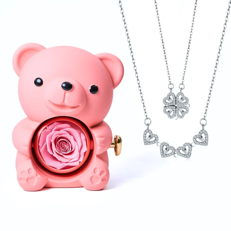 Eternal Love Bear & Clover Necklace - Image 10