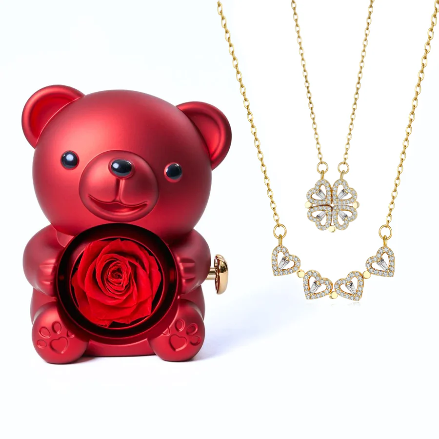 Eternal Love Bear & Clover Necklace - Image 3