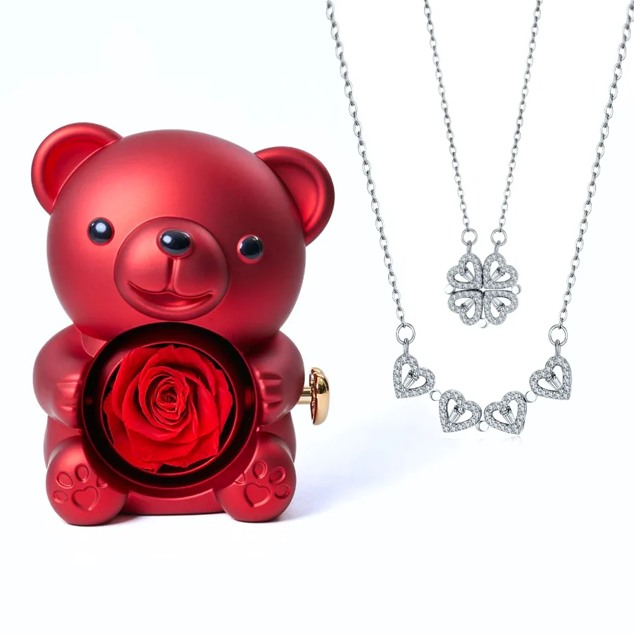 Eternal Love Bear & Clover Necklace - Image 4
