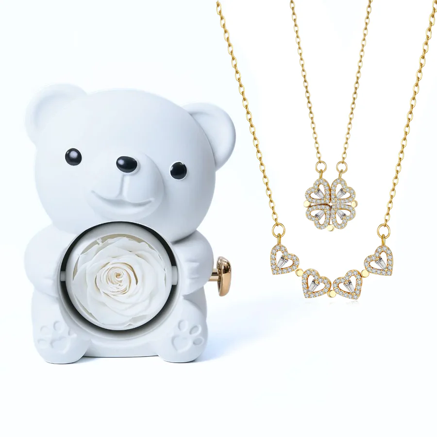 Eternal Love Bear & Clover Necklace - Image 5