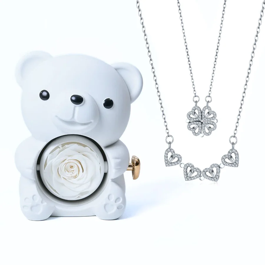 Eternal Love Bear & Clover Necklace - Image 6