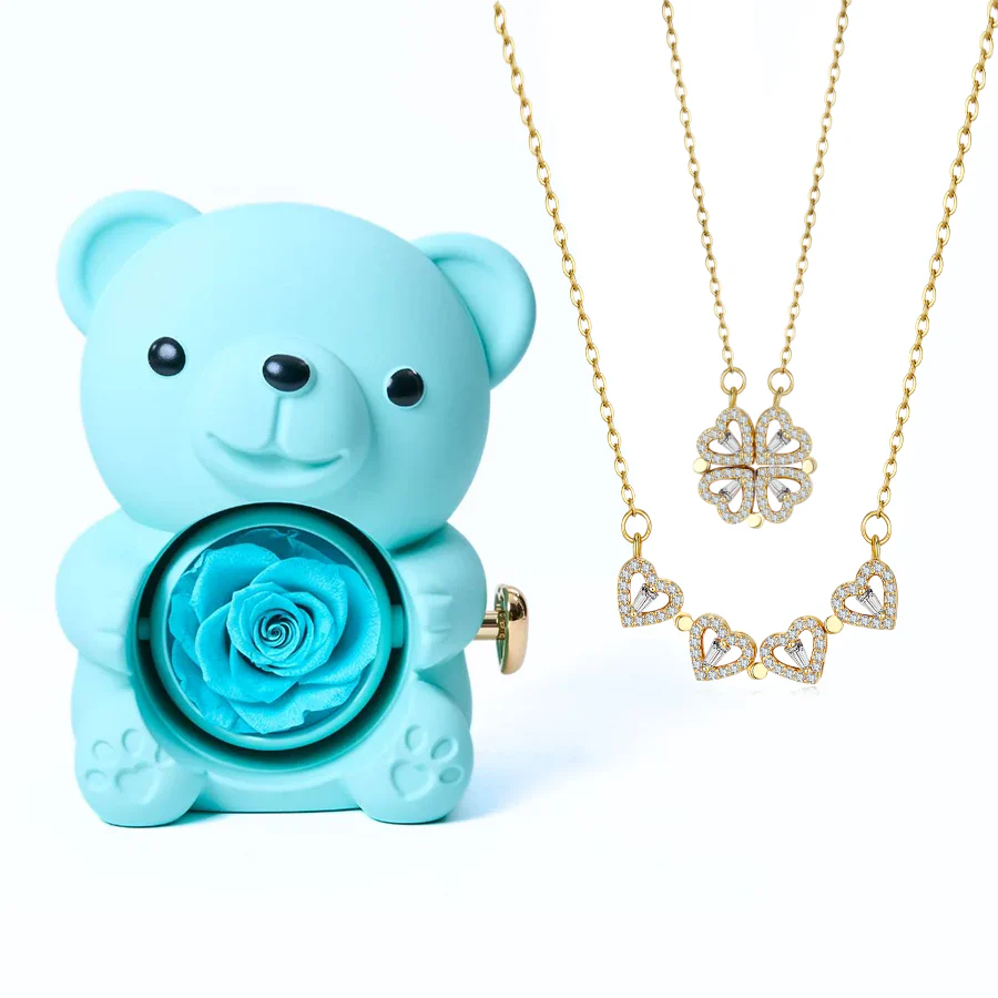 Eternal Love Bear & Clover Necklace - Image 7