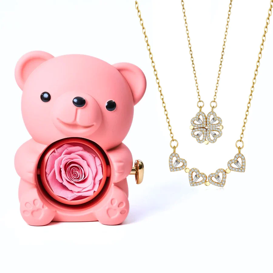 Eternal Love Bear & Clover Necklace - Image 9