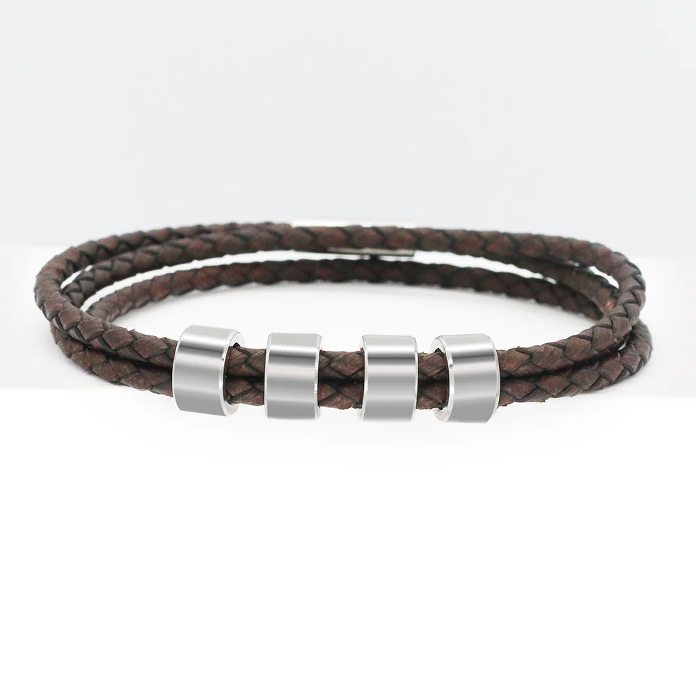 Personalized Father's Day Leather Bracelet - Image 4