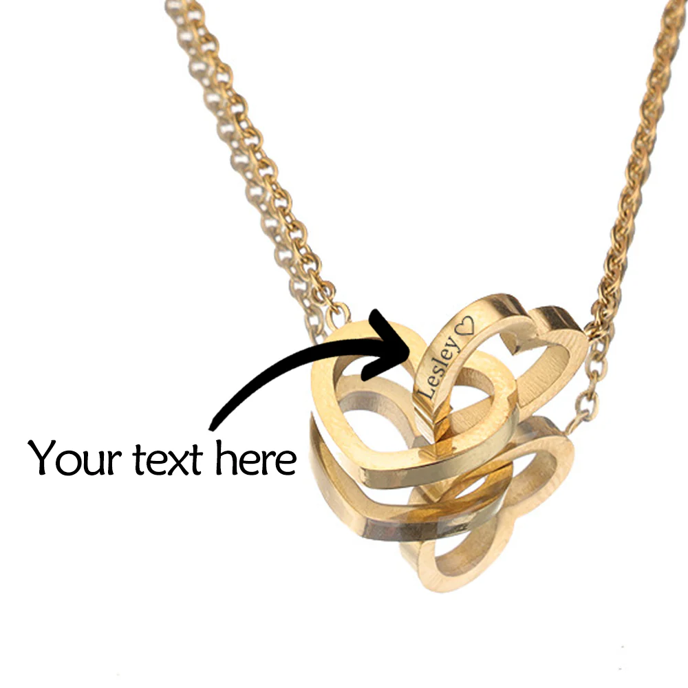 Personalized Lettering Double Heart Necklace with Rotatable luxury gift box - Image 16