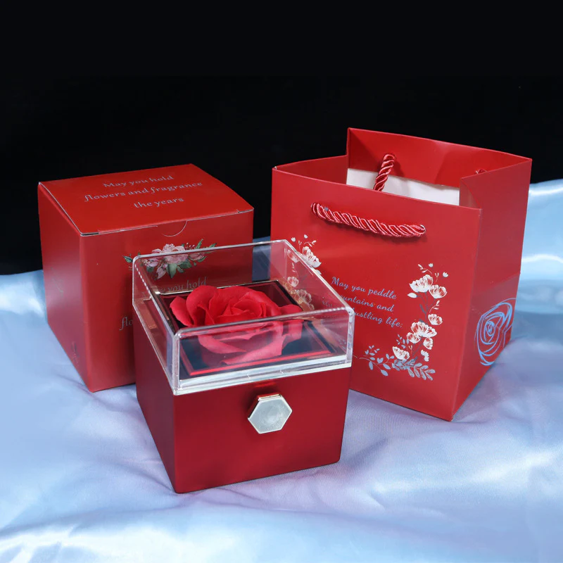 Personalized Lettering Double Heart Necklace with Rotatable luxury gift box - Image 2