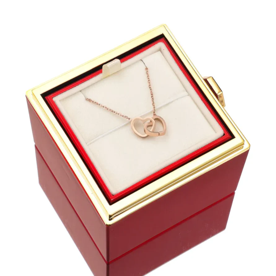 Personalized Lettering Double Heart Necklace with Rotatable luxury gift box - Image 21