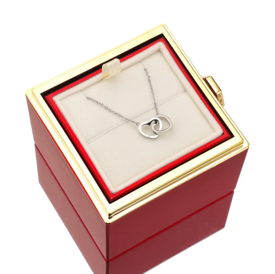 Personalized Lettering Double Heart Necklace with Rotatable luxury gift box - Image 22