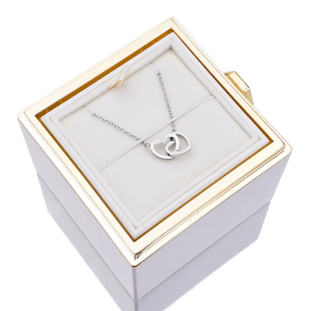 Personalized Lettering Double Heart Necklace with Rotatable luxury gift box - Image 23
