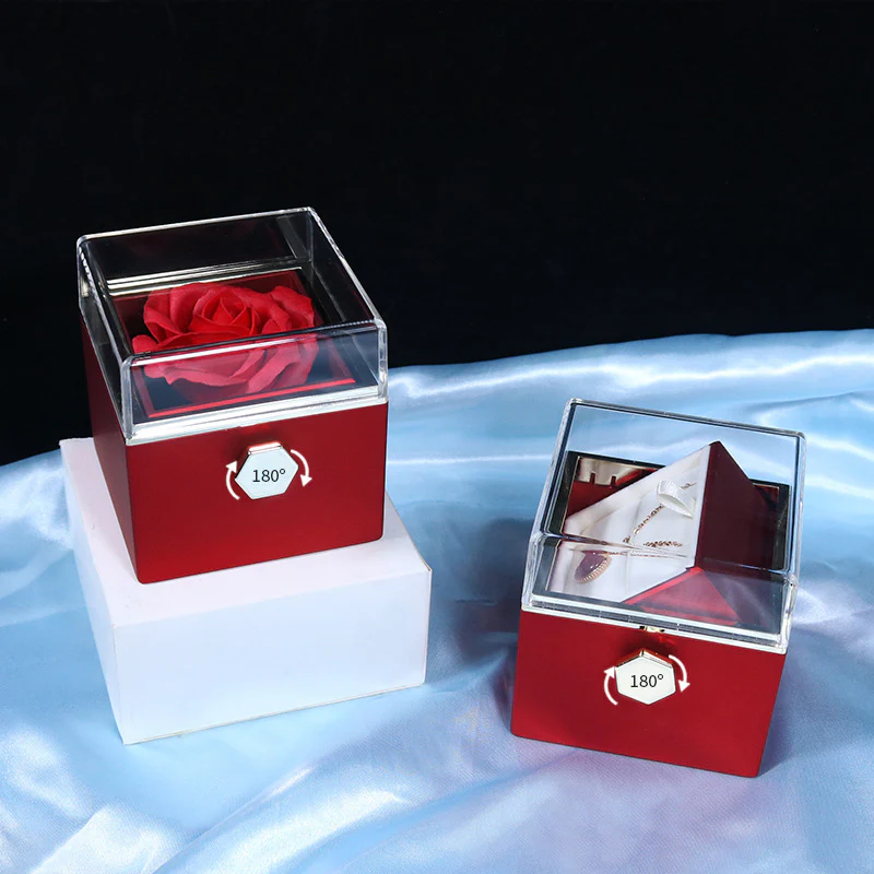 Personalized Lettering Double Heart Necklace with Rotatable luxury gift box - Image 5