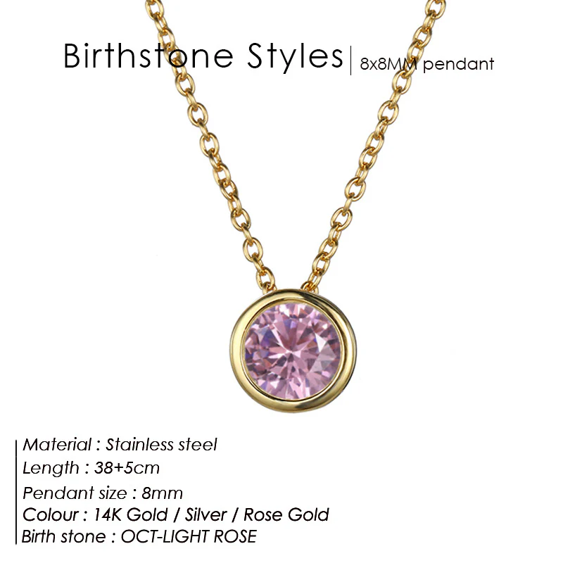 Round Birthstone Necklace - Image 10