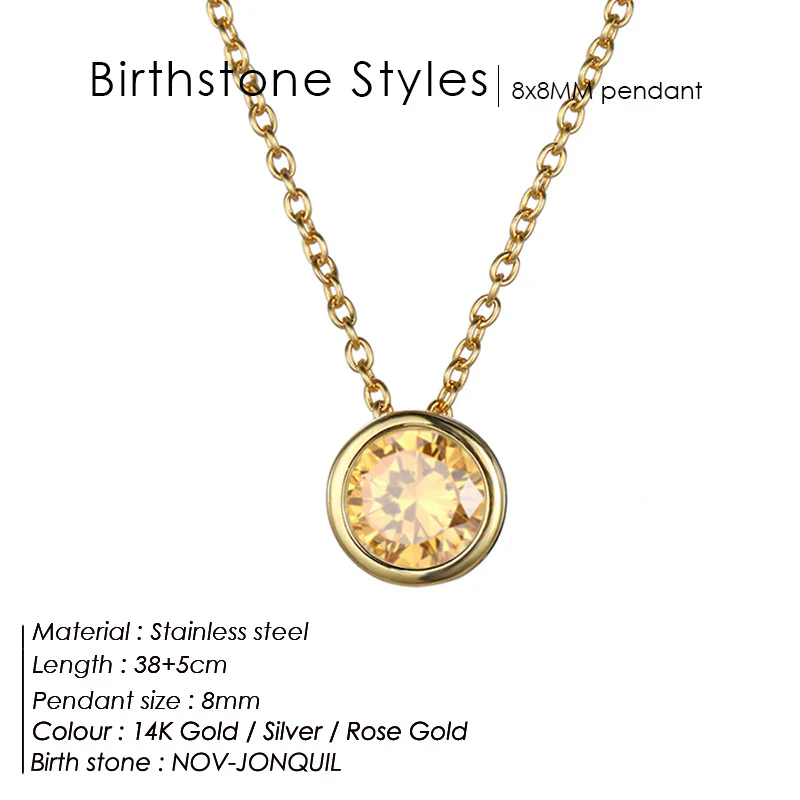 Round Birthstone Necklace - Image 13