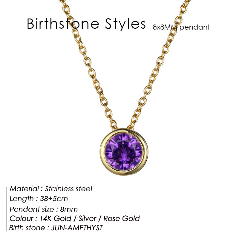 Round Birthstone Necklace - Image 14