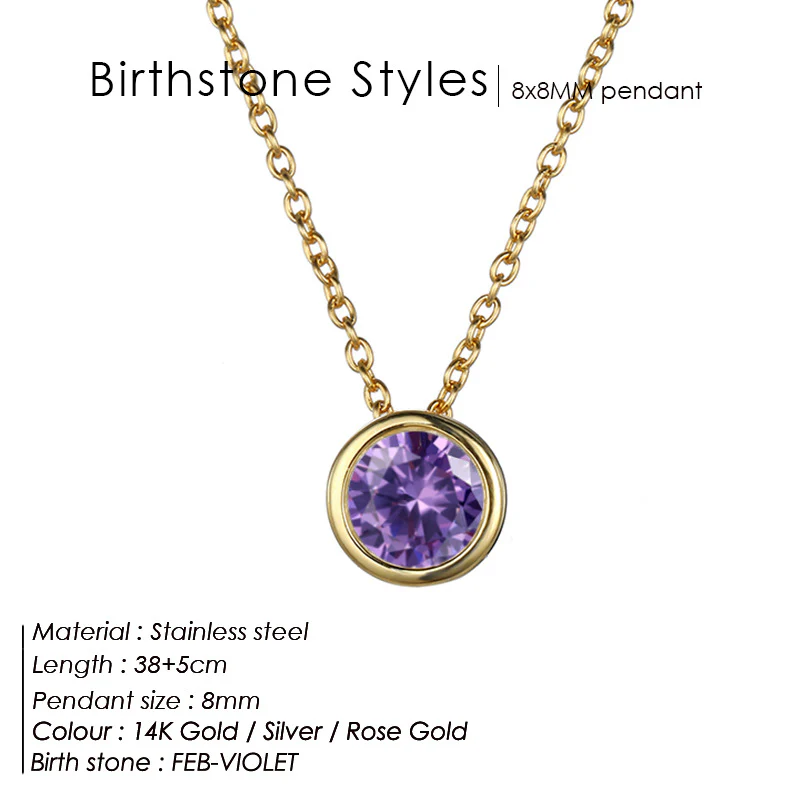 Round Birthstone Necklace - Image 17