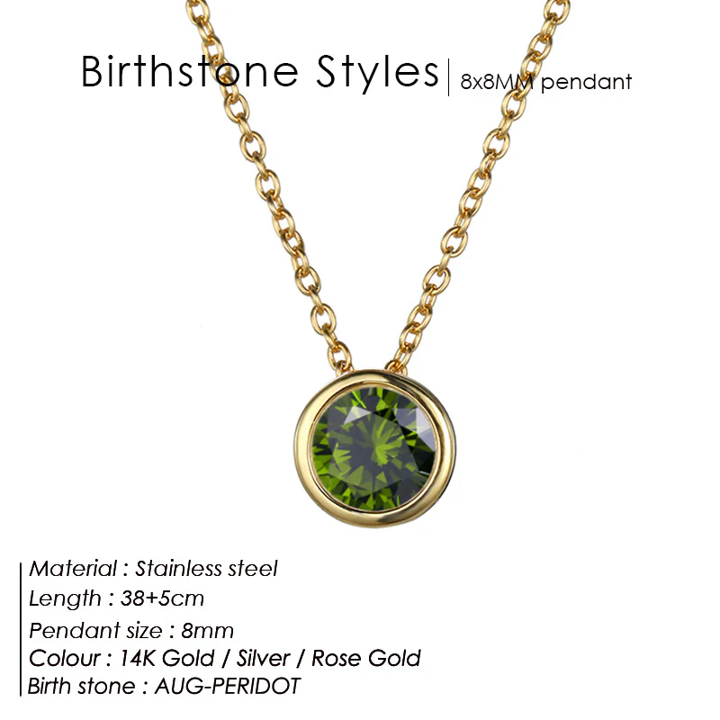 Round Birthstone Necklace - Image 21
