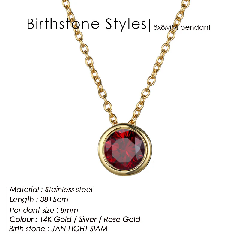 Round Birthstone Necklace - Image 22