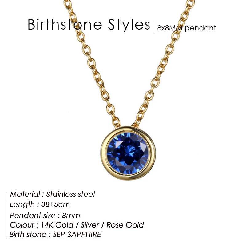 Round Birthstone Necklace - Image 24