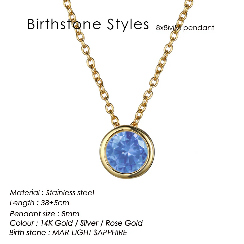 Round Birthstone Necklace - Image 25