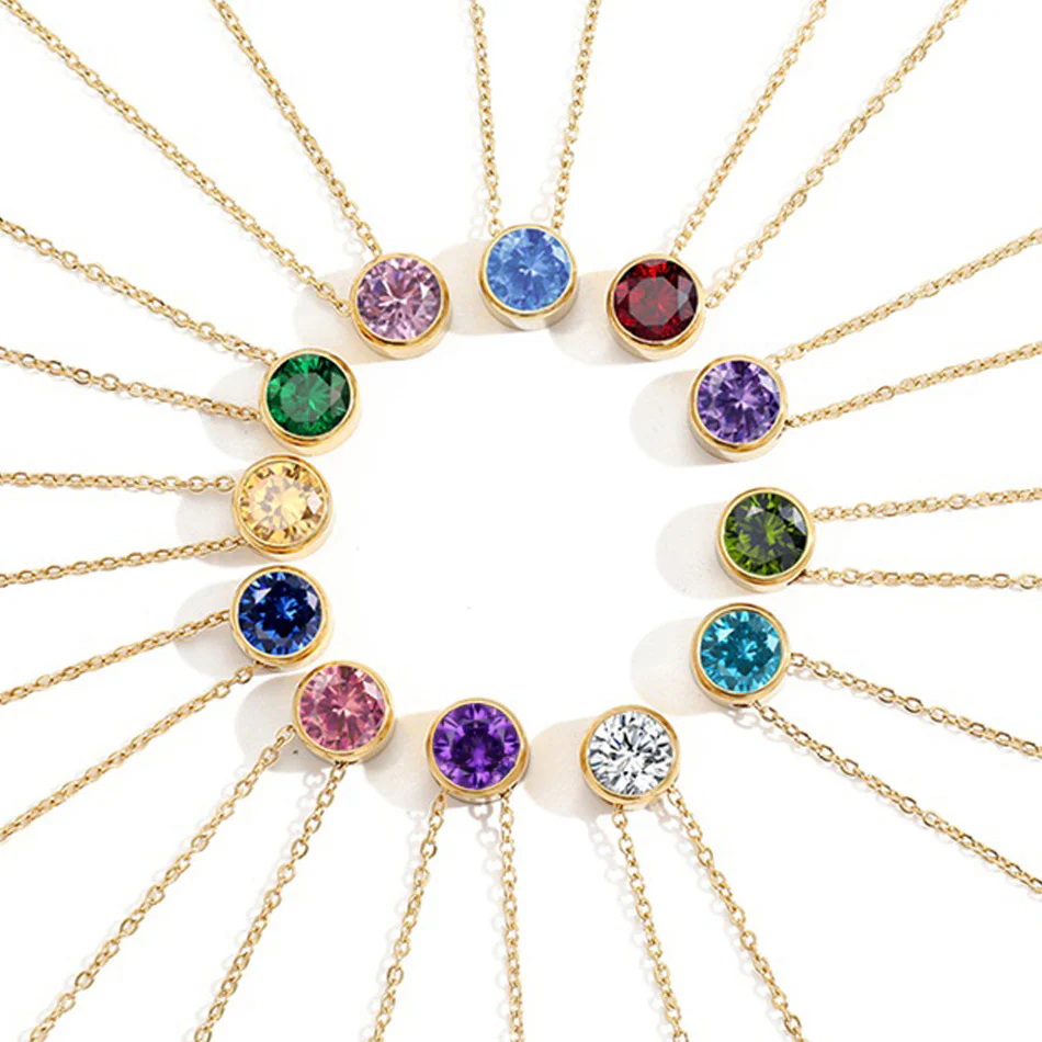 Round Birthstone Necklace - Image 5