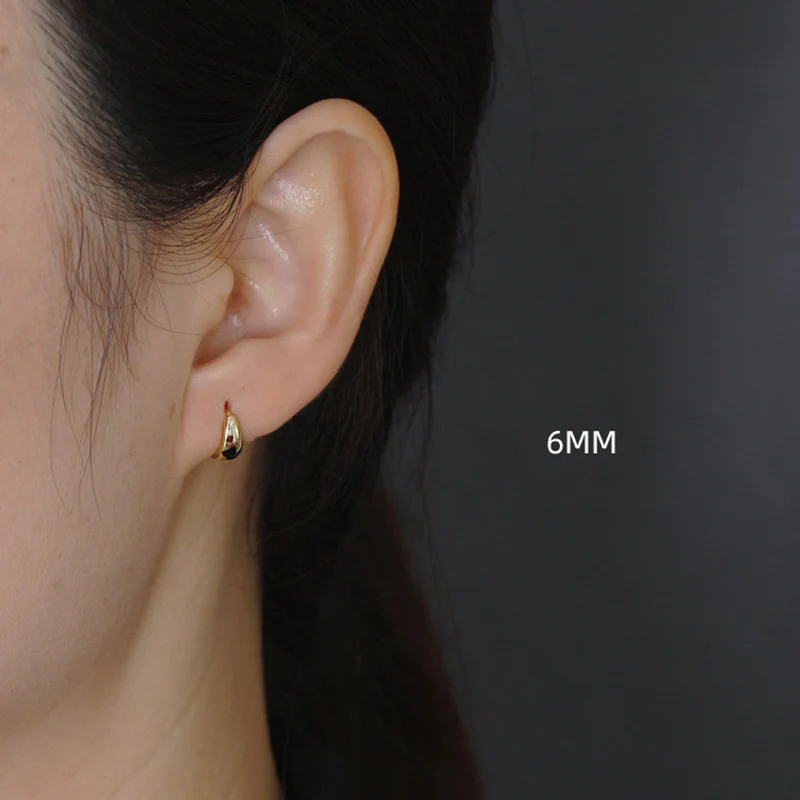 Small Wide Hoop Earring -  925 Sterling Silver - Image 10