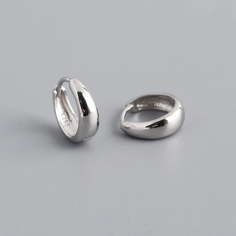 Small Wide Hoop Earring -  925 Sterling Silver - Image 3