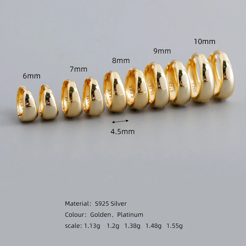 Small Wide Hoop Earring -  925 Sterling Silver - Image 4
