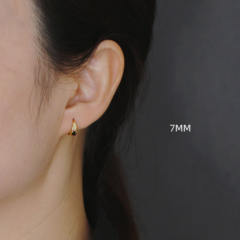 Small Wide Hoop Earring -  925 Sterling Silver - Image 6