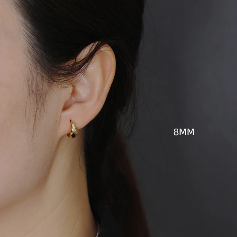 Small Wide Hoop Earring -  925 Sterling Silver - Image 7