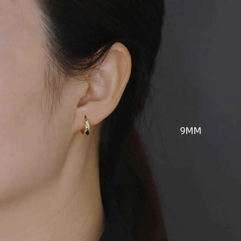 Small Wide Hoop Earring -  925 Sterling Silver - Image 8
