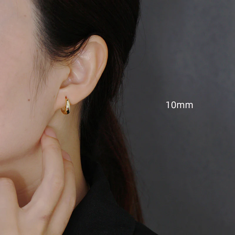 Small Wide Hoop Earring -  925 Sterling Silver - Image 9