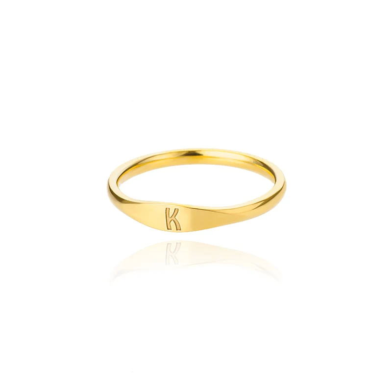 Minimalist Initial Letter Ring - Image 14