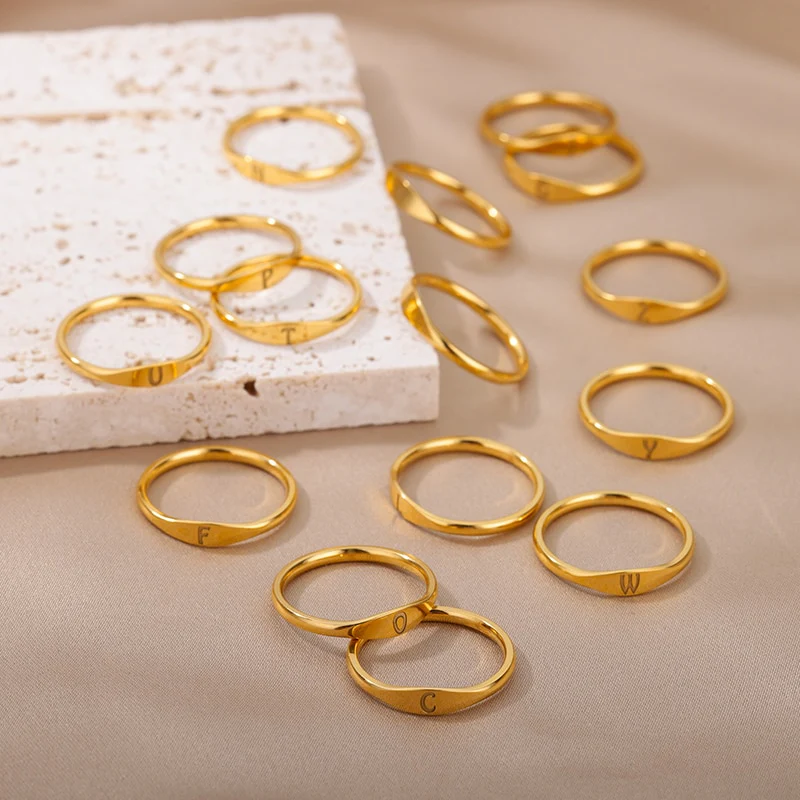 Minimalist Initial Letter Ring - Image 30