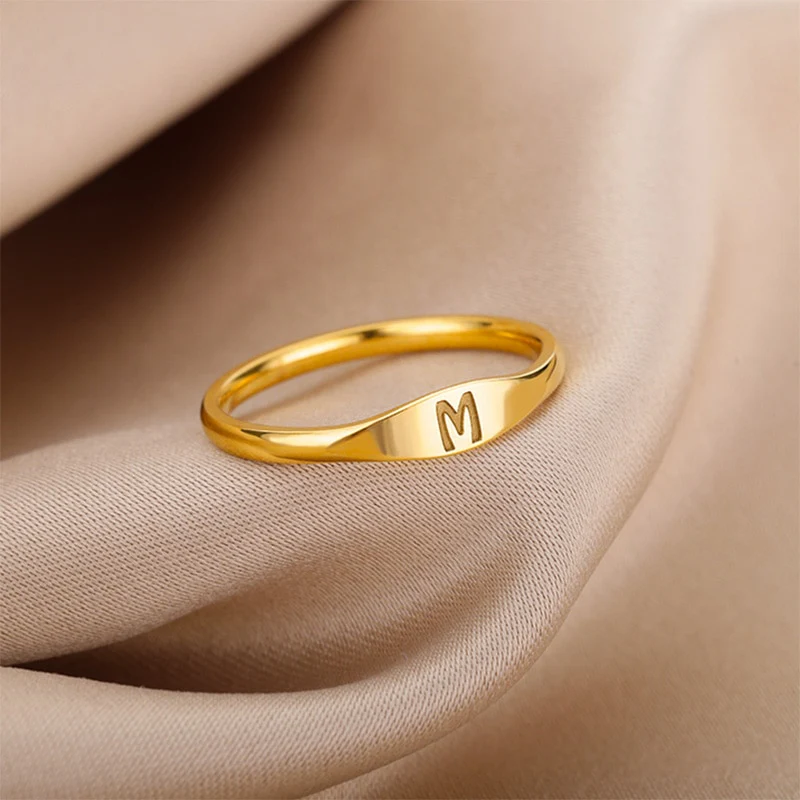 Minimalist Initial Letter Ring - Image 31