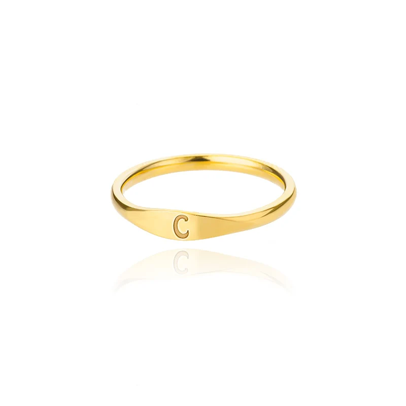 Minimalist Initial Letter Ring - Image 6