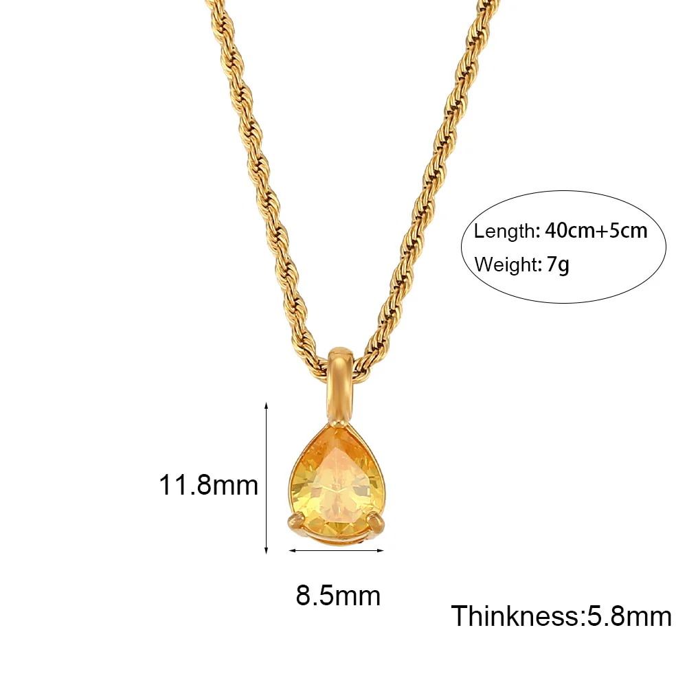 Waterdrop Birthstone Rope Chain Necklace - Image 11
