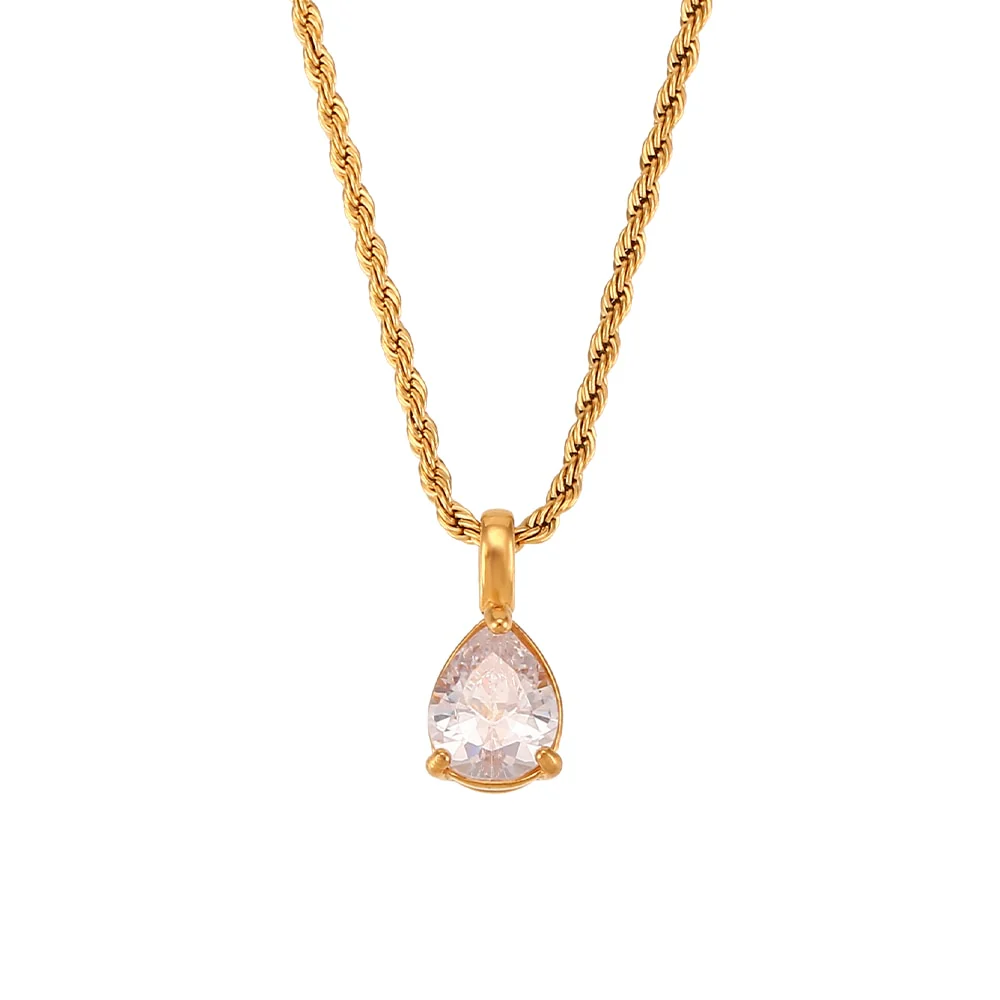 Waterdrop Birthstone Rope Chain Necklace - Image 12