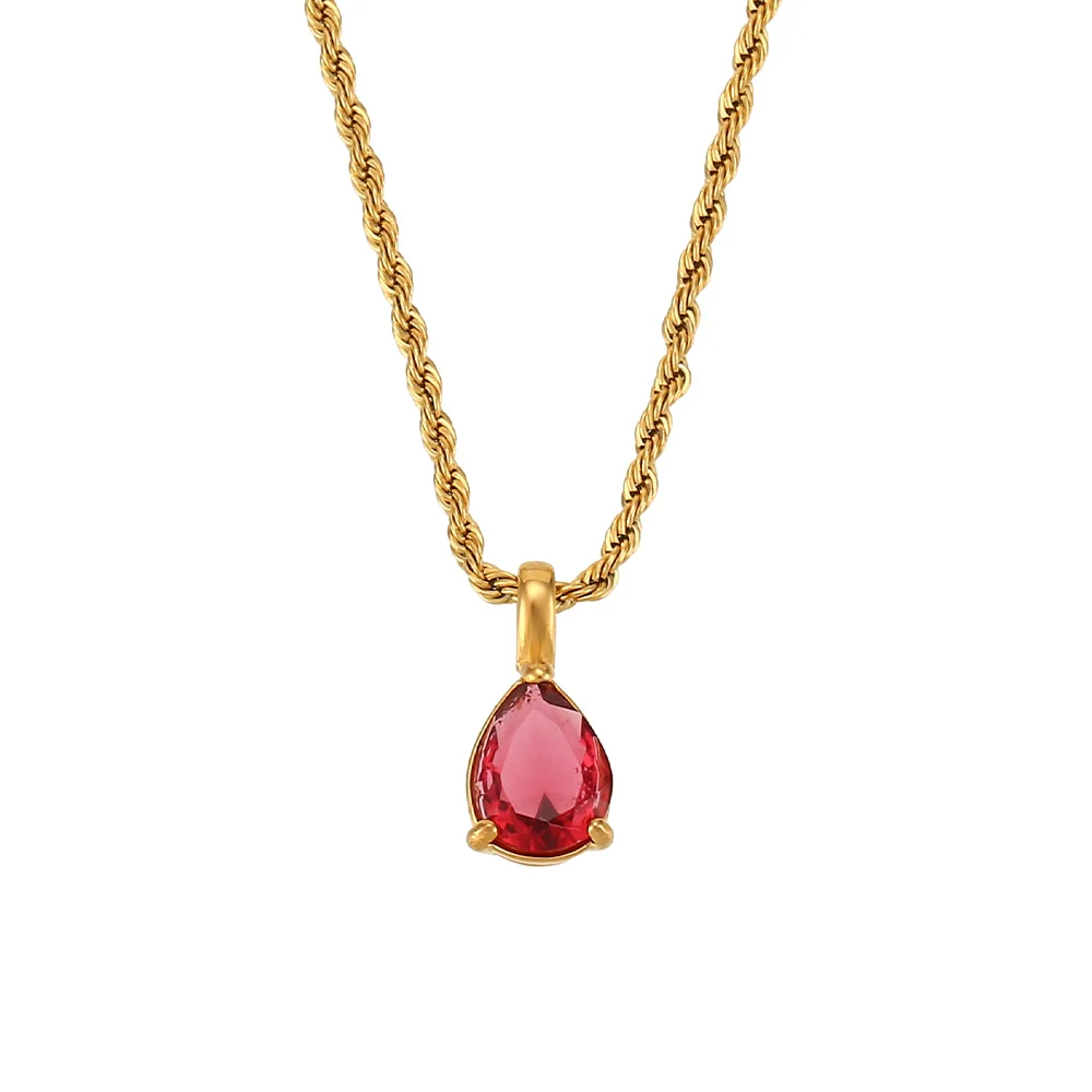 Waterdrop Birthstone Rope Chain Necklace - Image 13