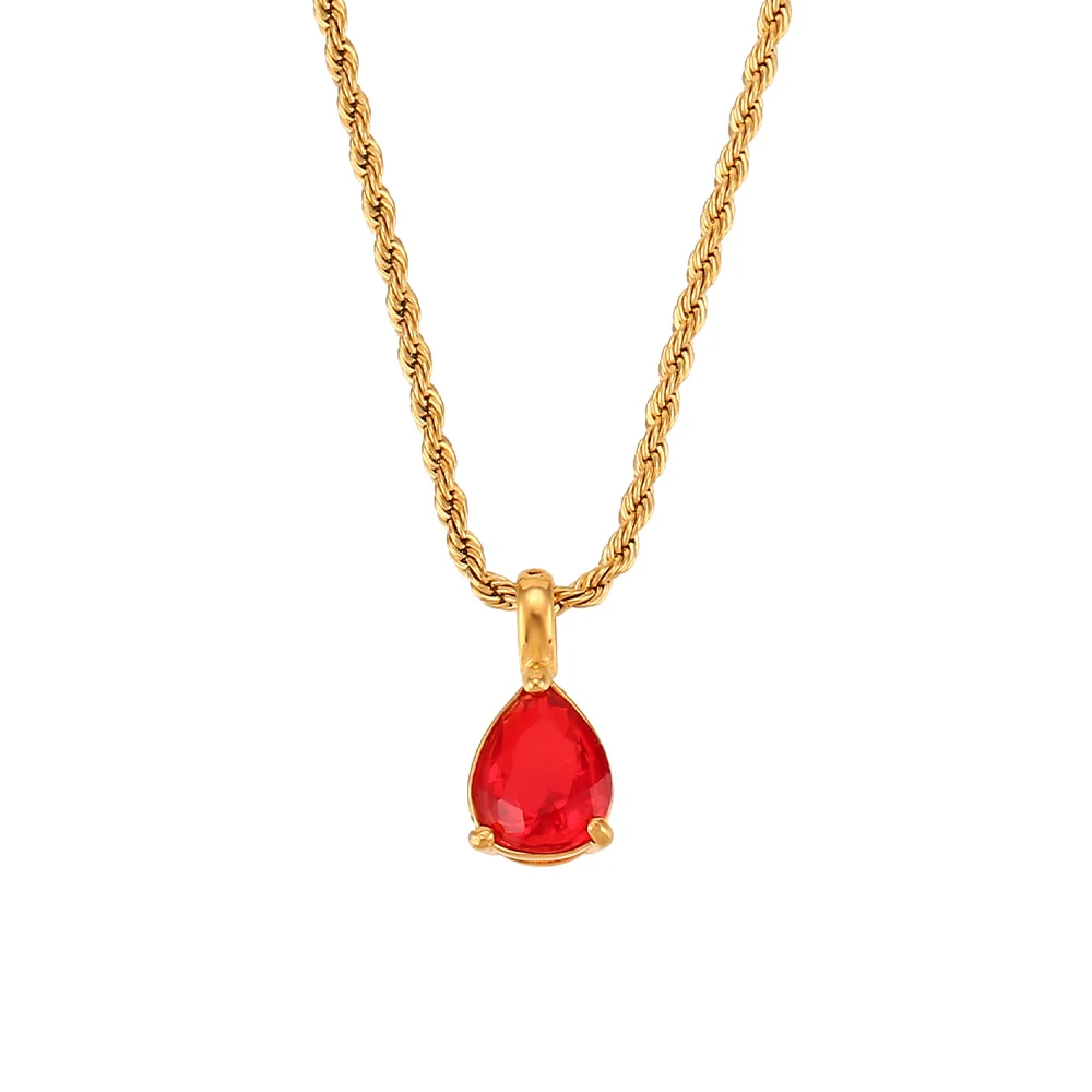 Waterdrop Birthstone Rope Chain Necklace - Image 16