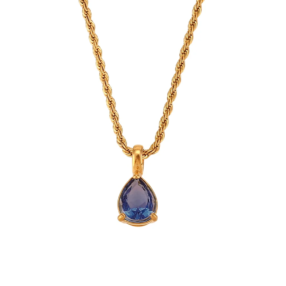 Waterdrop Birthstone Rope Chain Necklace - Image 17