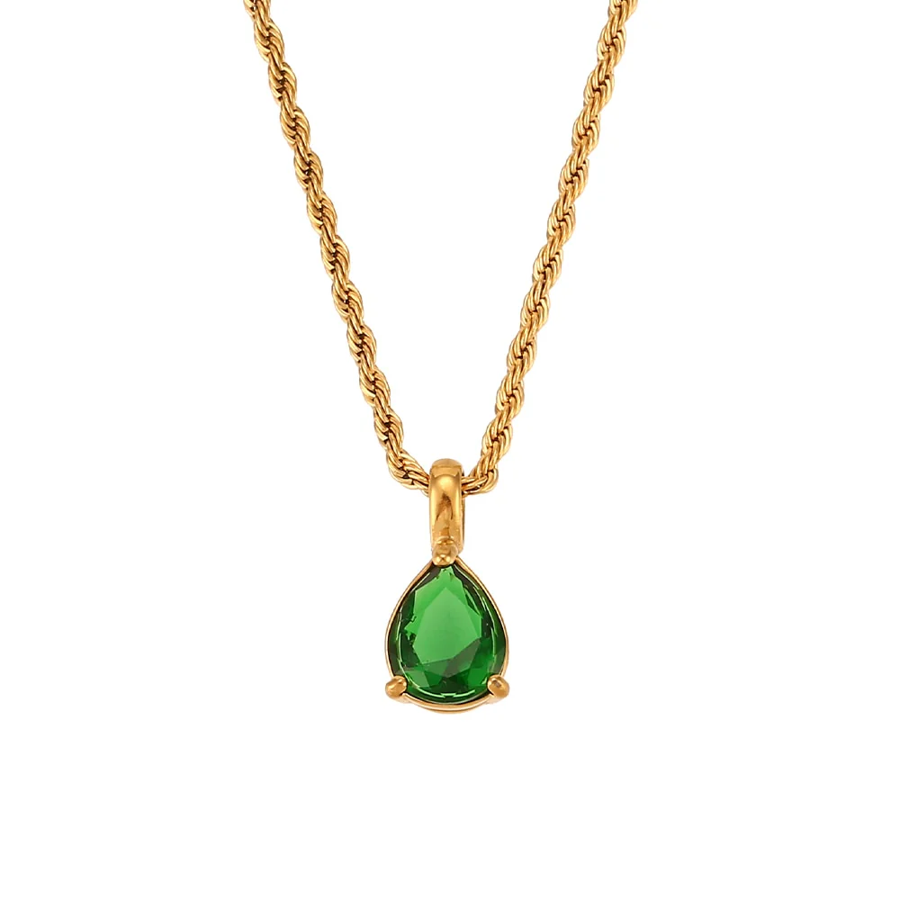 Waterdrop Birthstone Rope Chain Necklace - Image 18