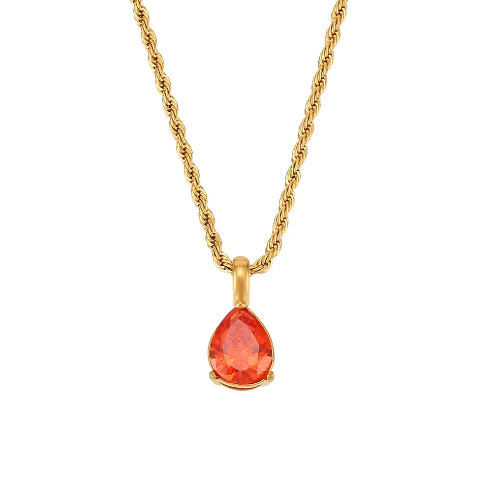Waterdrop Birthstone Rope Chain Necklace - Image 19
